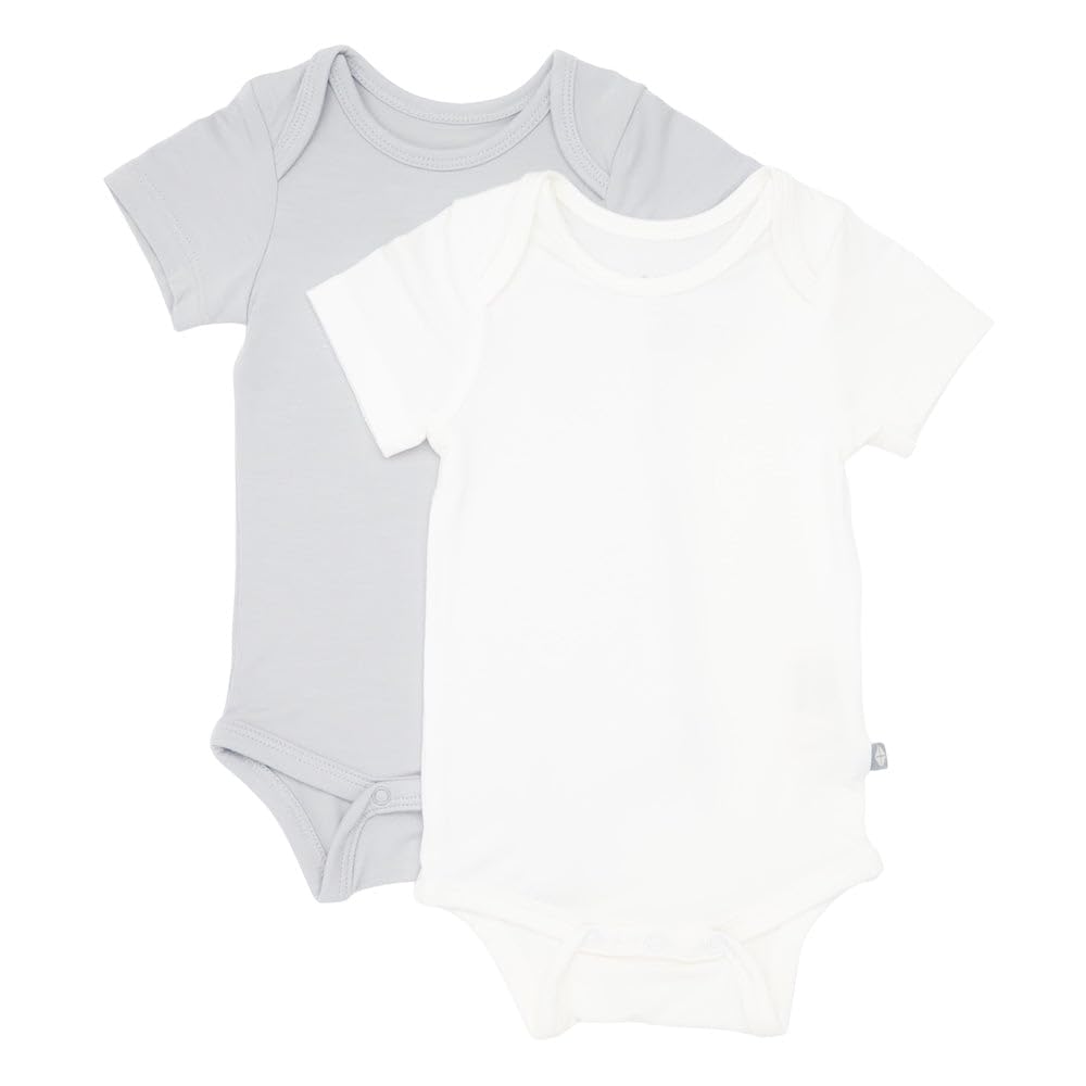 KYTE BABY Unisex Bodysuits, 2-Pack Short Sleeve Baby Bodysuits, 97% Rayon made from Bamboo, 3% Spandex