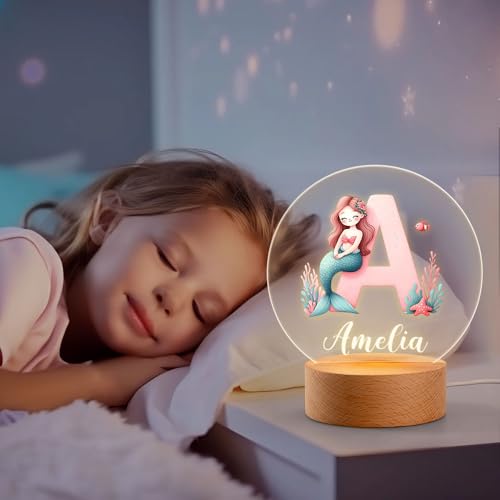 Lámpara de noche para niña sirena personalizada miniatura 4