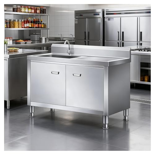 Opiniones de Mueble de Cocina Con Tarja Top 5. 49 Mueble for Fregadero de Acero Inoxidable Armario Integrado Independiente Fregadero de Cocina Doméstico Encimera con Tabla de Cortar Protección Contra Salpicaduras Elevada...