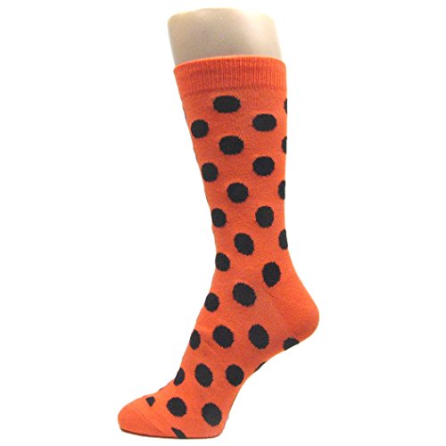 Spotlight Hosiery Men's Polka Dots Dress Socks,Orange/Black