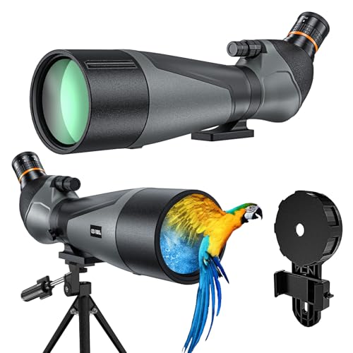 Three Triping 25-75x85 Spotting Scope with Tripod - Phone Adapter & Carrying Case, IPX7 Waterproof Fogproof Spotter Scope for Bird Watching, Wildlife observing
