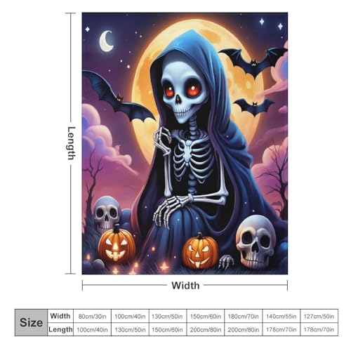 Plaid Squelette d'Halloween couverture lavable a la machine pour canape propre et chaud - 6