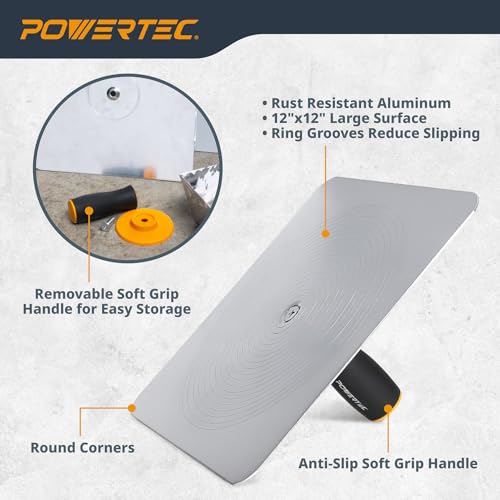 Image of POWERTEC Premium Drywall Hand Tool Kit, 12 inch Aluminum Hawk & 6 inch Stainless Steel Joint Knife (72178)