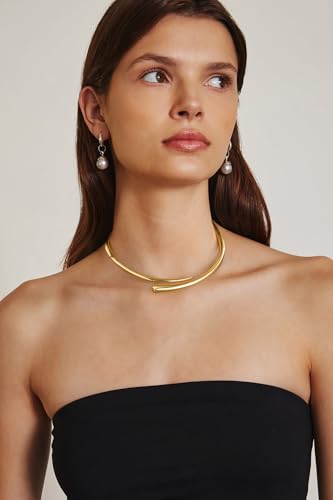 Gold Silver Chunky Choker Necklace For Women Waterdrop Choker Collar Necklace Bold Statement Necklaces Spring Hinged Open Necklaces Trendy Jewelry3