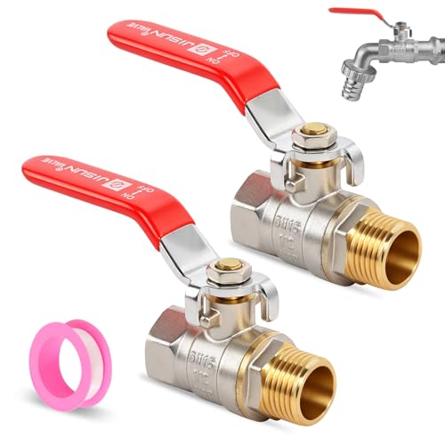 2 Stück Kugelhahn 1/2 Zoll DN15 AG-IG Absperrhahn 1/2 zoll Absperrhahn Absperrventil Messing Kugelhahn Messing mit Hebelgriff Voller Durchgang mit Dichtungsband