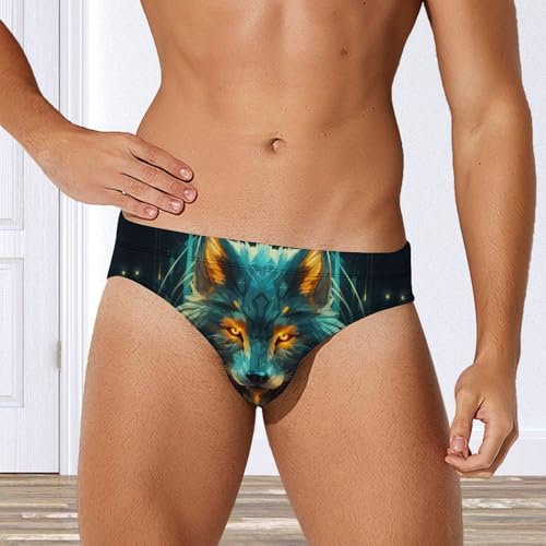 Wolf Face Head Wolf Mens Swim Briefs Quick Dry Swim Trunk Bikini Underwear Swimsuit4