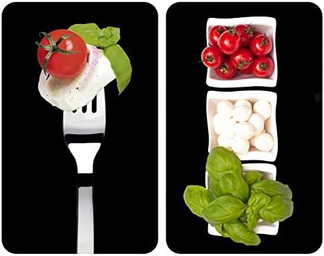 WENKO Universal Cover Plates Macarons-Set of 2, for All Types of cookers, Tempered glass, Multicoloured, 52 x 30 x 0.1 cm