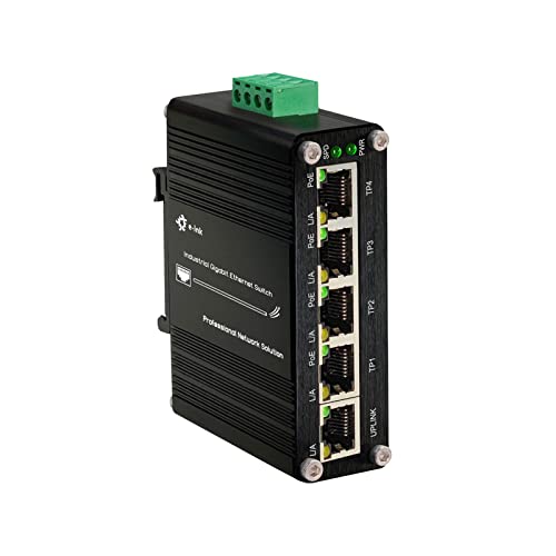 Image of Mini Industrial 5 Ports Gigabit PoE Switch - Hardened RJ45 10 /100 /1000Mbps 802.3at 30W /Port Ethernet Din Rail Mount PoE+ Unmanaged 10Gbps Switching Capacity