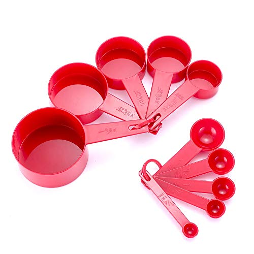 SHATOUYU 10pcs 6 Color Measuring Cups And Measuring Spoons Scoop Silicone Handle Kitchen