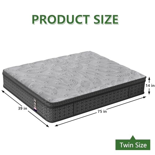 Image of Twin Mattress 14 inch, Hybrid Memory Foam Mattresses in a Box, Individually Pocket Springs for Motion Isolation, Twin Size Mattress, Medium Firm, Upgraded Support & Pressure Relief, CertiPUR-US