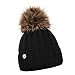 Produktbild ELIMELI Kaschmir Mütze Damen Winter warme Strickmütze Wollmütze mit Kaschmir Wintermütze mit Kunstfell Bommel Slouch Strick Beanie Damen für Winter Bommelmütze Hergestellt in EU (Schwarz)
