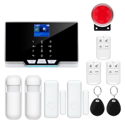Lonrtesw de Alarma Residencial Smart Life GSM WiFi para el Hogar, Alarmas de Seguridad Inalámbricas, Control por Aplicación Tuya Smart, Enchufe de la UE.