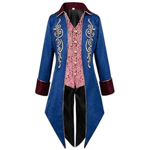 Langwei Steampunk Frack Kostümmantel Blau XL