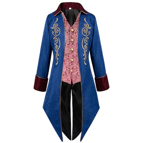Langwei Steampunk Frack Kostümmantel Blau XL