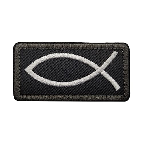 AliPlus Jesus Fish Ichthys Patches Embroidered Morale Patch Hook and Loop