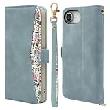ラスタバナナ ケース カバー iPhone16 e 専用 手帳型 花柄手帳 ハンドストラップ付き ライトブルー 8624IP5EBHSLBL