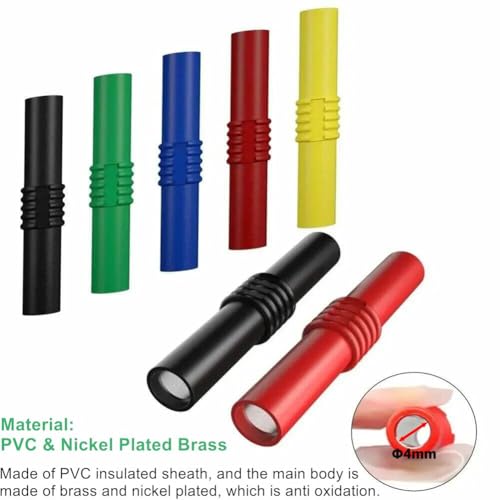 Image of Mumusuki 4mm Insulated Banana Plug Coupler, Female to Female Socket Adapter, 5 Color Coded Connectors for Electronics, Inverters, Industrial Equipment