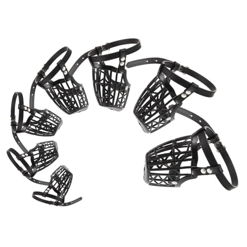 Toddmomy 1 Set Adjustable Dog Muzzle with PU Leather Strap Breathable Plastic Mouth Cover for Bite Barking and Chewing Comfortable Fit for Various Dog Black