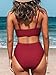 CUPSHE Women's Bikini Sets Two Piece Swimsuit High Waisted V Neck Twist Front Adjustable Spaghetti Straps Bathing Suit,M Wine Red