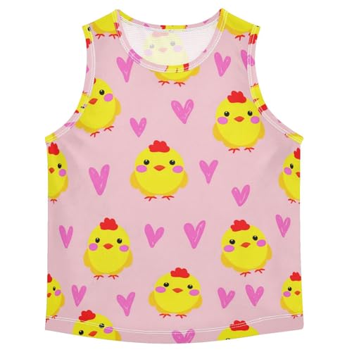 J JOYSAY Cartoon Chick Heart Pink Boys Tank Top Sleeveless Muscle Shirts Quick Dry Kids T-Shirts 3-15T