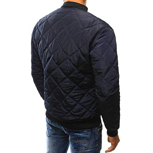 Image of Mens Flight Bomber Jacket Diamond Quilted Varsity Jackets Winter Warm Padded Coats Outwear
