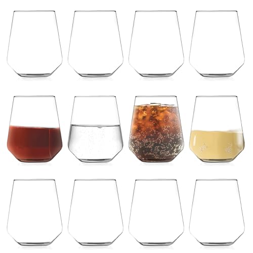 TUNDRA - Set 12 Bicchieri Acqua Vetro CRISTALLINO 400 ml | Linea 'HARMONY' | Bicchieri Acqua Moderni, Lavabili in Lavastoviglie, Resistenti, Altamente Brillanti e Trasparenti, Senza Piombo