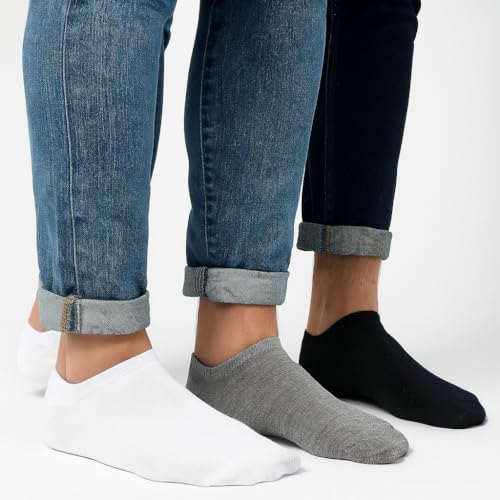 Motevia Men's 3 Pairs Solid Socks Short Socks One Size (Black-White-Dark Grey)