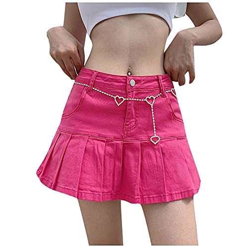 Jupe courte en jean femme taille haute à volants élastique pour un style décontracté moderne