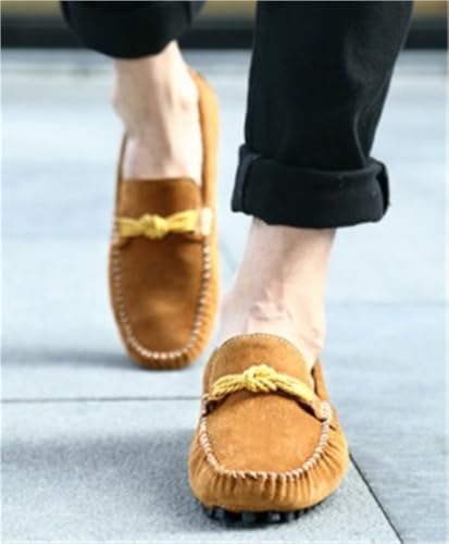 Men's Loafers Suede Vamp Round Toe Breathable Stitching Details Rope Tie Flexible Lightweight Slip Resistant Party Casual Slip-ons4