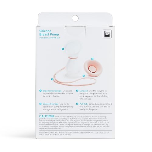 Munchkin Manual Breast Pump for Breastmilk, Food Grade Silicone, BPA Free, 4 Ounce - Portable Breastfeeding Essential for Expressing Milk at Home, Work, and On The Go, Clear/Pink - image 6