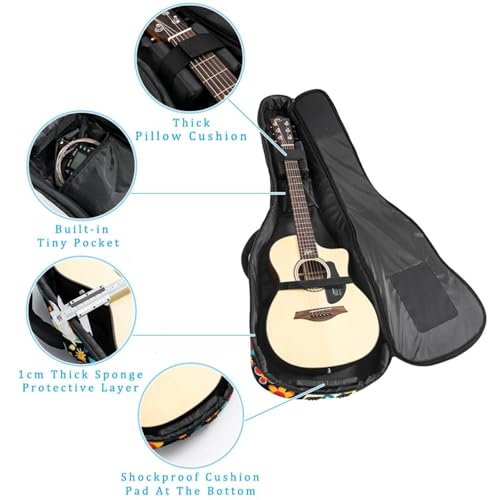 JRHEJTFZ Housse pour guitare acoustique de 1,9 cm d’épaisseur – Imperméable – Durable et élégant – Joli signe de paix, Multicolore., 42.9×16.9×4.7 in, Motif imprimé tendance - Les Beatles, Paul McCartney, John Lennon, RIngo Starr, George Harrison JRHEJTFZ Housse pour guitare acoustique de 1,9 cm d'épaisseur - Imperméable - Durable et élégant - Joli signe de paix, Multicolore., 42.9x16.9x4.7 in, Motif imprimé tendance – Image 3