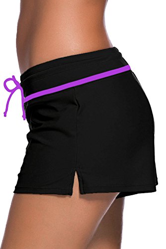 Image of Women Sports Summer Bottom Slit Swim Beach Board Shorts