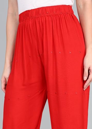 Image of Averno Women's Regular Fit Chikankari Rayon Palazzo| Loose Fit Flared Wide Leg Palazzo Pants for Women and Girls | Ideal for Feastival, Ethinic, & Office