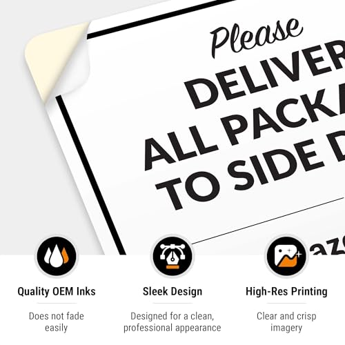Image of Package Delivery Sign, Delivery Instructions Deliver All Package to Side Door Sign, 10x7 Inches, 4 Mil Vinyl Decal Stickers Weather Resistant, Made in USA