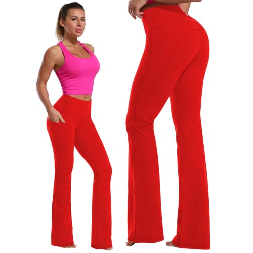 Image of BUBBLELIME Women Out Pockets High Waist Bootlegs Tummy Control Yoga Flared