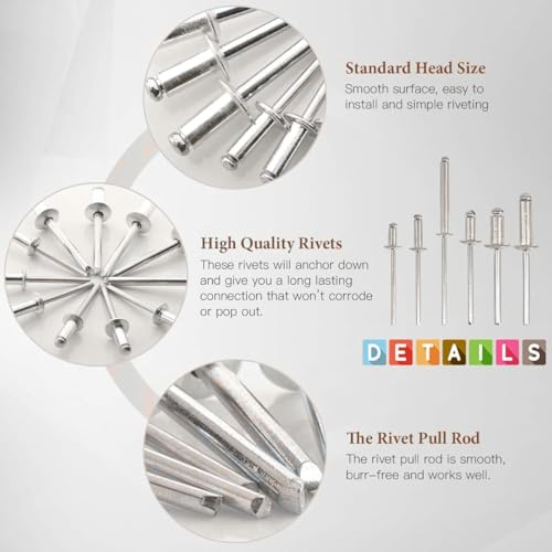 Image of 7 Sizes 400 Pieces Aluminium Blind Rivet Set | Metal POP Rivets for Riveting Gun /Riveter Machine, Rivet Pin Small to Big Size