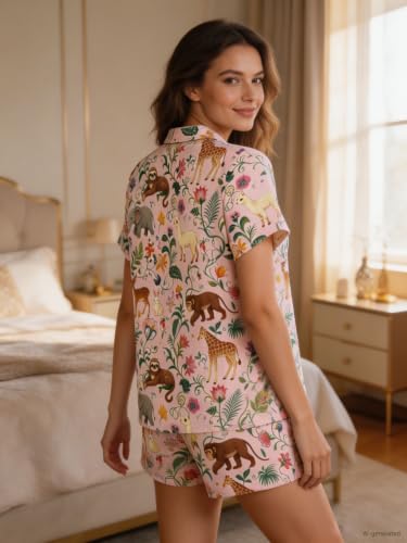 Image of Women's Button Down Pajama Set with Pockets Soft Loungewear S-2XL