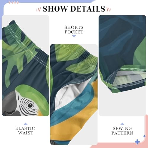 Parrots and Leaves Boys Long Pants Soft Trousers Elastic Waist Kids Lounge Bottoms with Pockets S-XL4