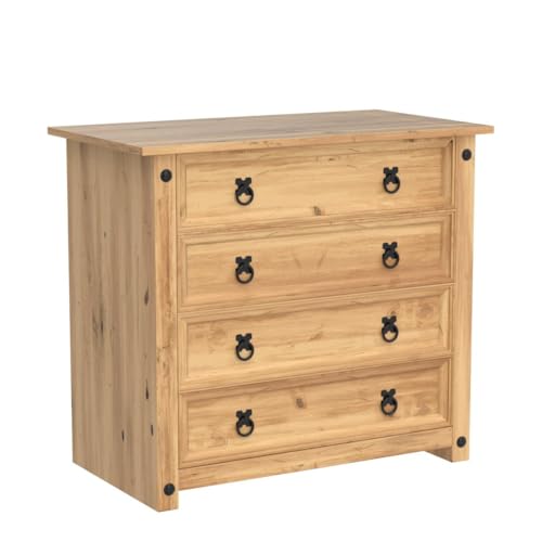 Vida Designs Corona Chest Of Drawers, 4 Drawer, Rustic, Solid Pine Wood. - Image 5