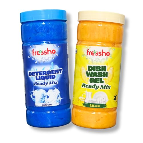Image of Detergent Liquid & Dishwash Gel Readymix Combo | Makes Up to 10 Litres | Laundry & Dishwash Cleaning Solution | Powerful Stain & Grease Removal