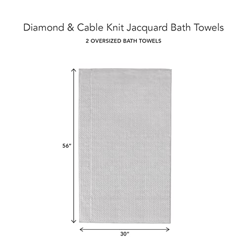 Texere 100% Organic Cotton Jacquard 650 Gsm Premium Bath Towel Sets - Extra Absorbent Quick Dry And Plush (Cable, Light Taupe, 2 Bath Towels) #TOP5