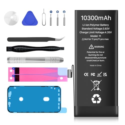 10300mAh Battery for iPhone 11 Upgrade High Capacity Replacement Battery for iPhone 11 Models A2111 A2221 A2223 with Complete Professional Repair Tool Kit