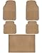 Heavy Duty 5pc Front & Rear Rubber Mats w/ Trunk Liner - All Weather Protection - Universal Car Truck SUV - Beige