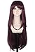 AMZCOS Long Dark Purple Wavy Wig for Women Girls Cosplay Halloween