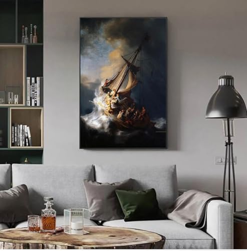 Peinture bateau de Rembrandt décoration d'intérieur moderne pour salon apaisant