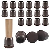 Silicone Chair Leg Floor Protector - 16pcs Brown Rubber Chair Leg Caps Protect Hardwood Floors, Felt...