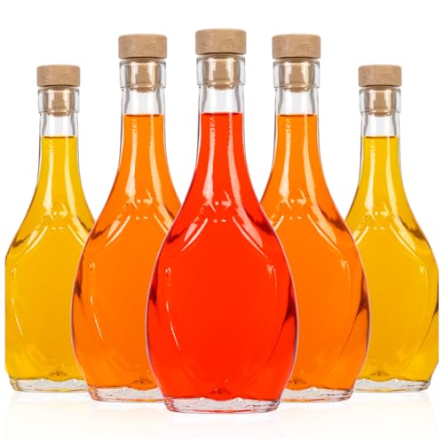 SUPERBUTELKI.PL ICONA Lot de 5 bouteilles en verre de 250 ml pour liqueurs, jus et vin avec bouchon champignon synthétique (5 x 250 ml)
