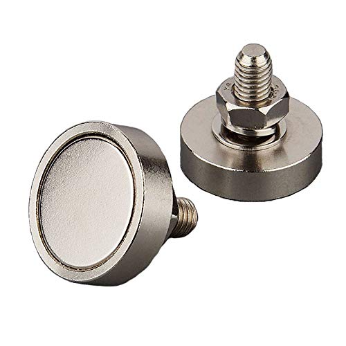 MUTUACTOR 2pcs aimant rond en néodyme super puissant avec goujon fileté mâle M8 et force magnétique verticale 45KG … (2PC Diameter 30mm M8) Cover