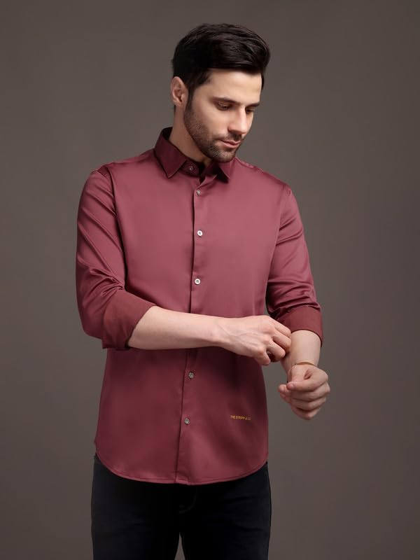 Image of The Stripp & Co Men's Full Sleeve Cotton Solid Shirt | Regular Fit Casual | Soft & Breathable Fabric | Button-Down Collared Formal,& Office Wear | Everyday Shirt | Sizes M to 2XL