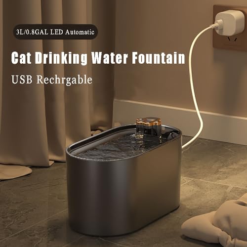 Fuente de agua automática para gatos de 3L blanco miniatura 6